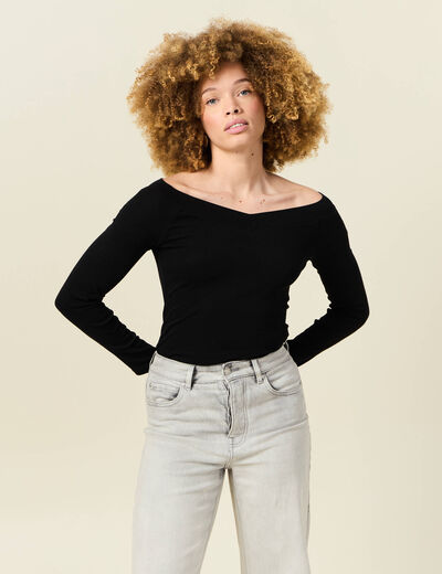T-shirt manches longues noir femme
