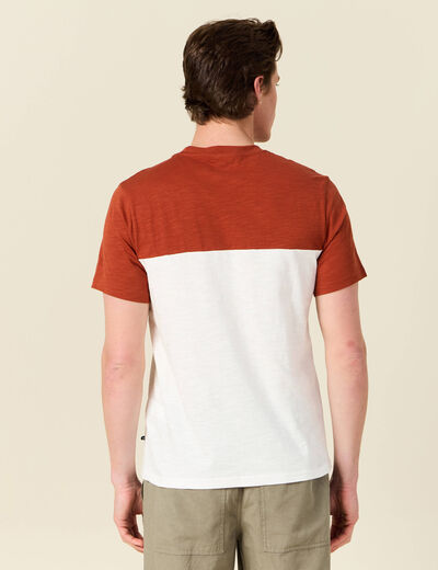T-shirt en coton manches courtes ecru homme
