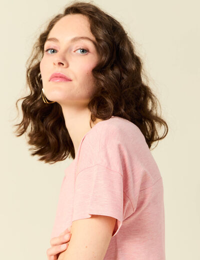 T-shirt manches courtes rose pastel femme