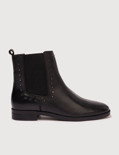 Bottines en cuir noir femme