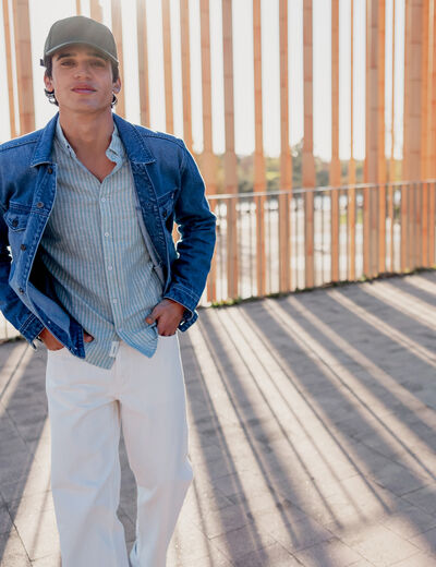 Chemise manches longues bleu pétrole homme