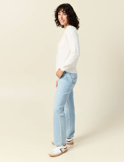 Pull manches longues ecru femme