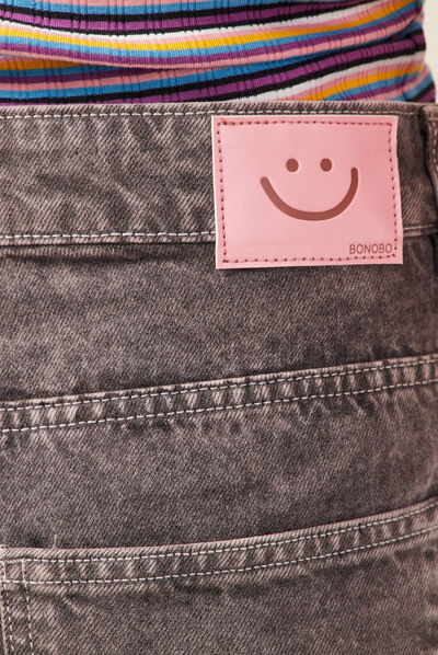 Jeans cargo taille haute noir femme