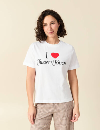 T-shirt oversize col rond en coton blanc femme