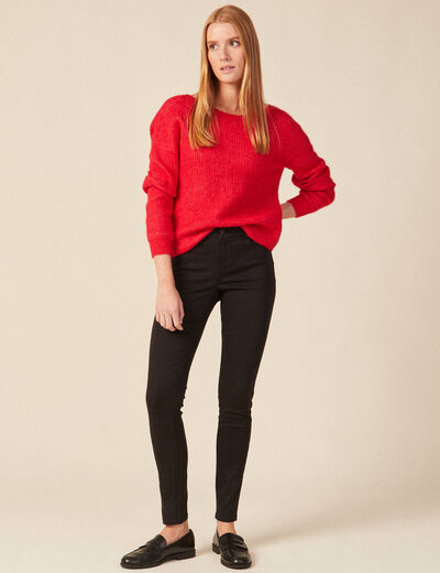 Pull manches longues rose framboise femme