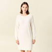 Robe pull droite col bateau creme femme