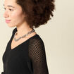 Pull ajour&eacute; col V manches longues noir femme