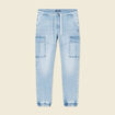 Jeans battle à coulisse denim bleach homme