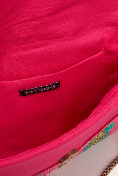 Sac pochette avec perles multicolore femme