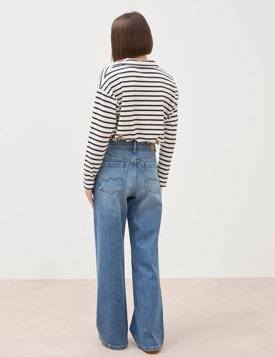 Jeans large taille haute denim stone femme