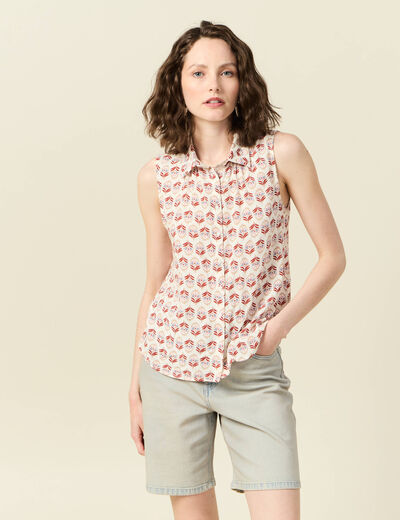 Blouse sans manches ivoire femme