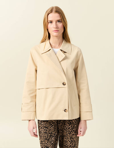 Trench court fluide beige femme