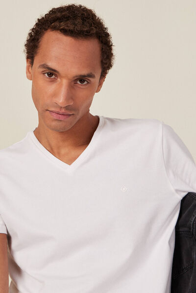 T-shirt col V homme Instinct blanc homme