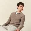 Pull droit col polo manches longues vert kaki homme