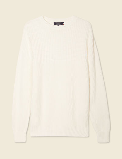Pull manches longues fabriqué en France ecru homme