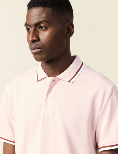 Polo manches courtes rose pastel homme