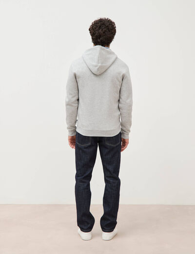 Sweat &agrave; capuche manches longues gris clair homme