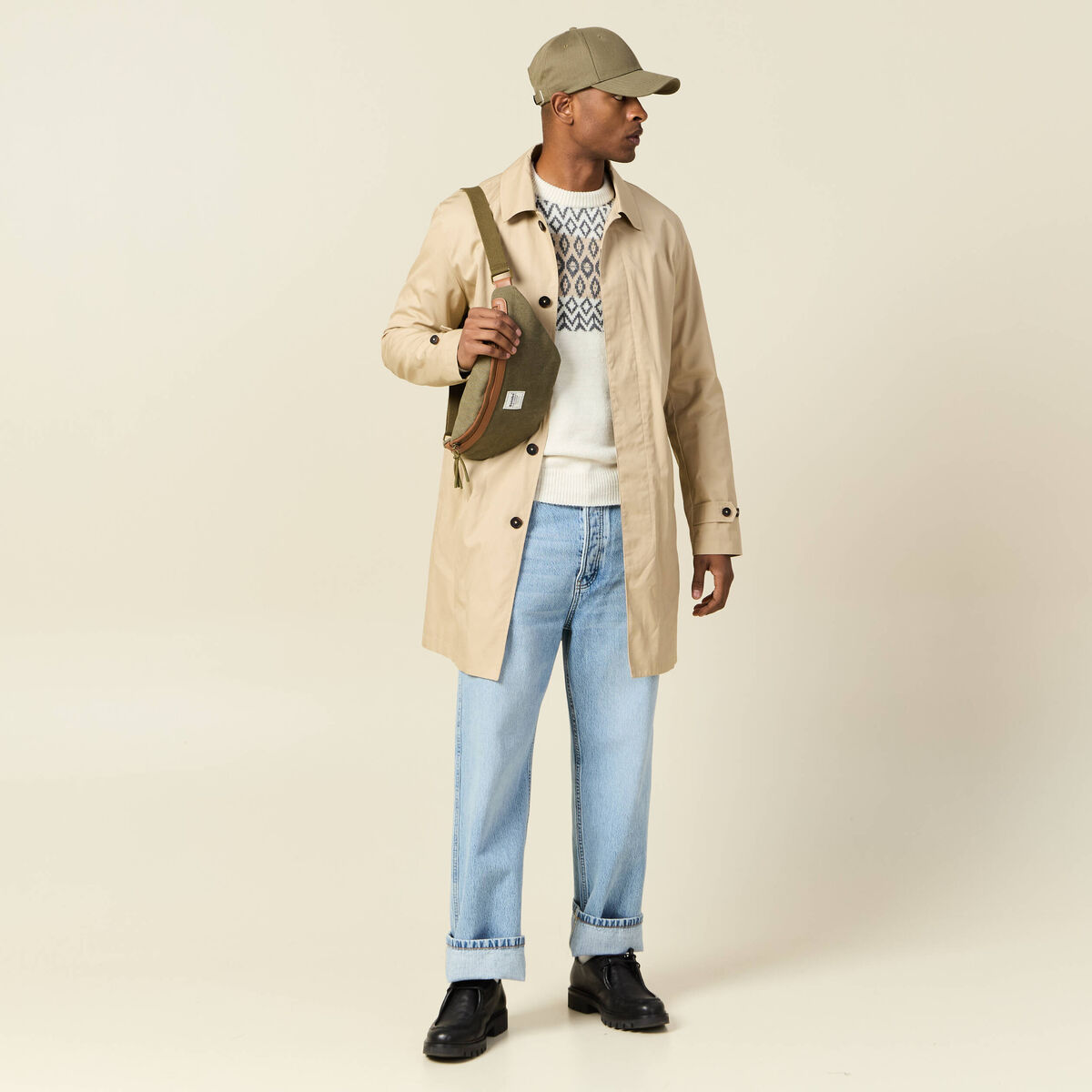 Pull manches longues ecru homme