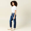 Jeans boyfriend ceinturé denim brut femme