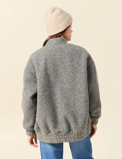 Manteau oversize bouclette gris femme