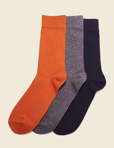 Lot 3 paires de chaussettes homme unies marron clair homme