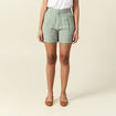 Short droit avec pinces vert kaki femme