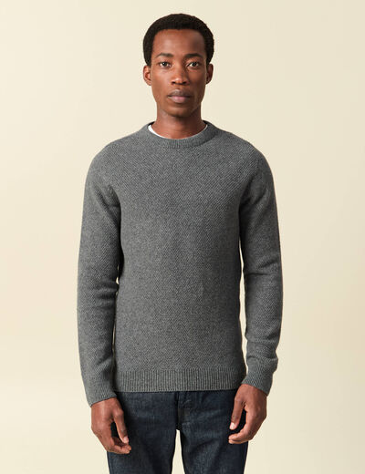 Pull manches longues fabriqu&eacute; en France gris fonc&eacute; homme