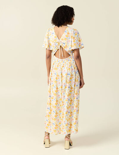 Robe longue évasée multicolore femme