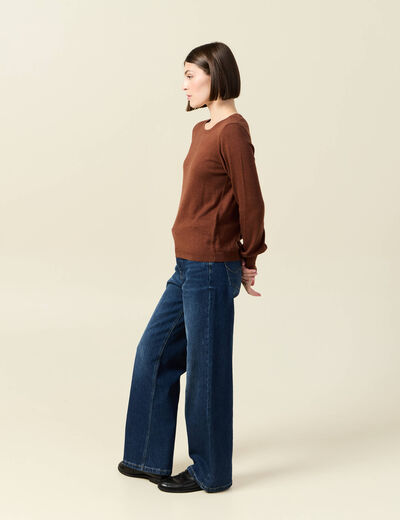 Pull manches longues marron foncé femme