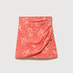 Jupe fluide doubl&eacute;e rouge corail femme