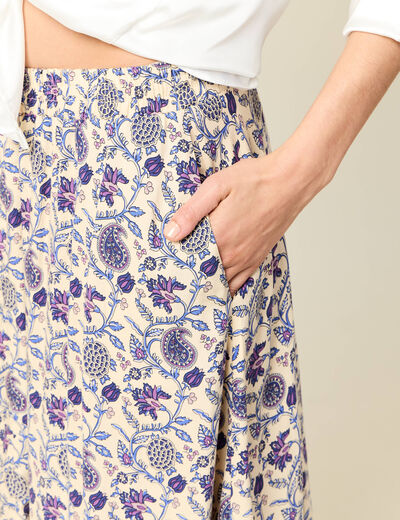 Jupe longue évasée taille standard bleu femme
