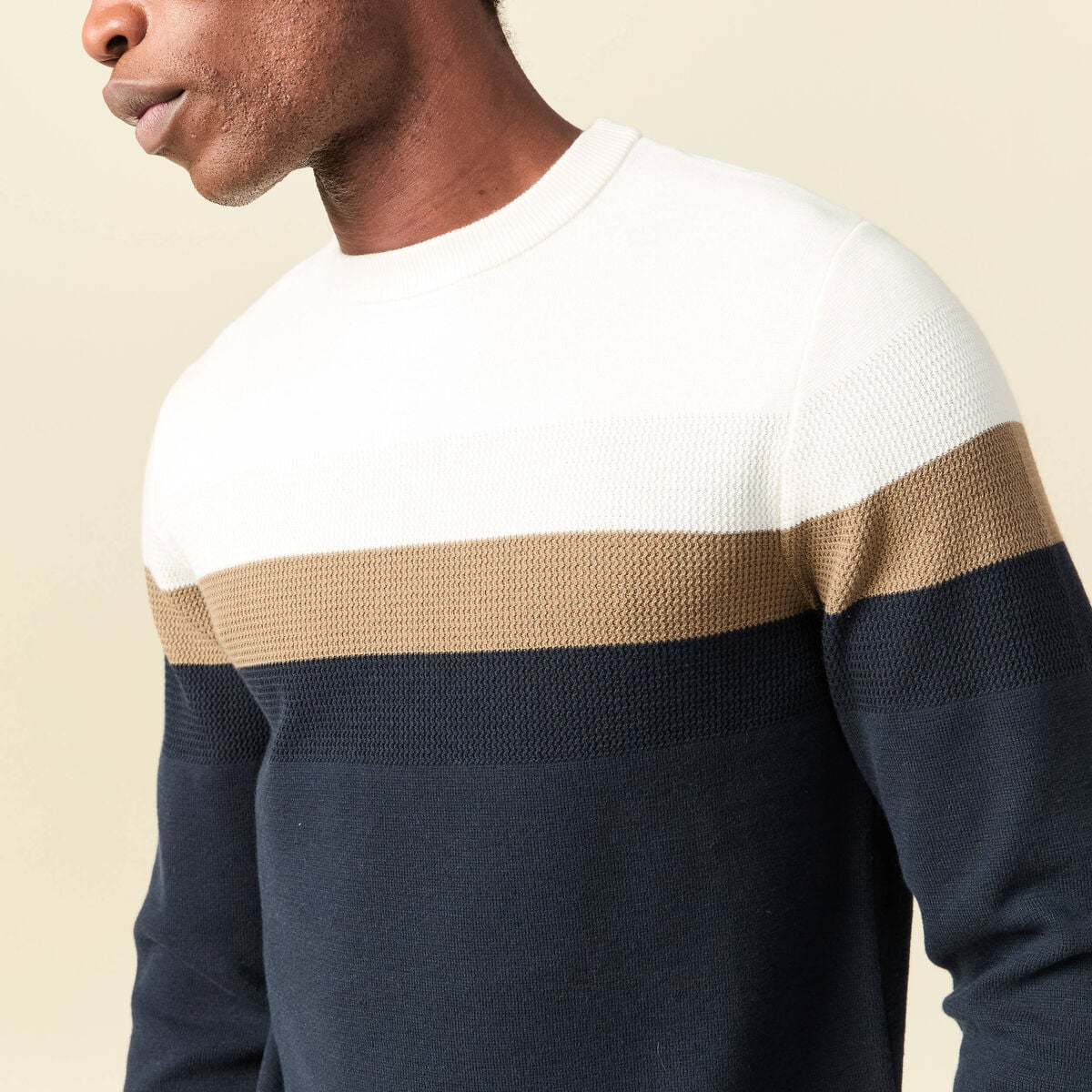 Pull manches longues ecru homme