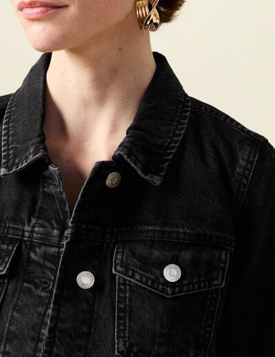 Veste ajustée en jean denim noir femme