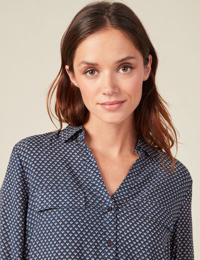 Chemise manches longues bleu femme