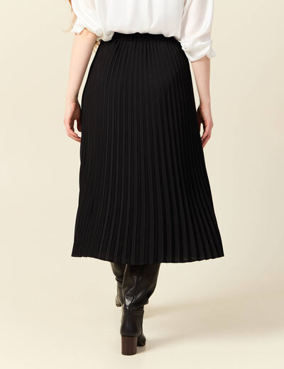 Jupe longue évasée plissée noir femme
