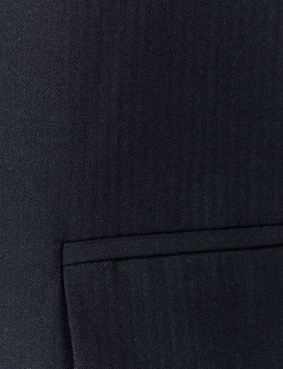 Blazer manches longues col tailleur bleu marine femme