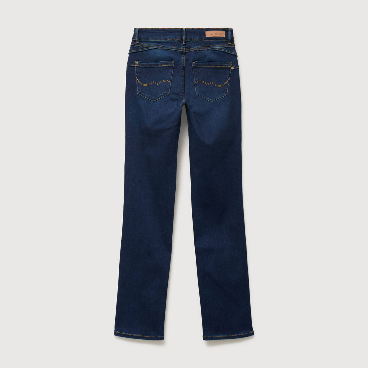 Jeans regular taille haute denim brut femme