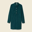 Robe droite velours col polo vert fonc&eacute; femme