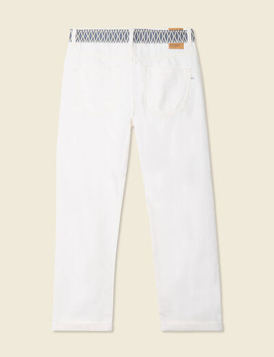 Jeans boyfriend ceinturé denim blanc femme