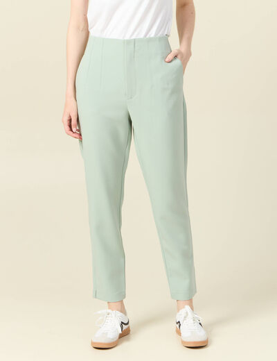 Pantalon cigarette vert olive femme