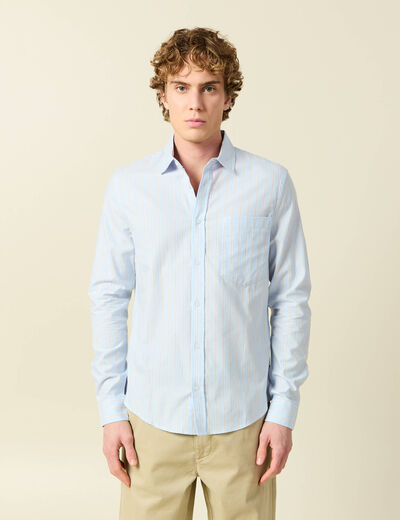 Chemise en coton manches longues bleu ciel homme