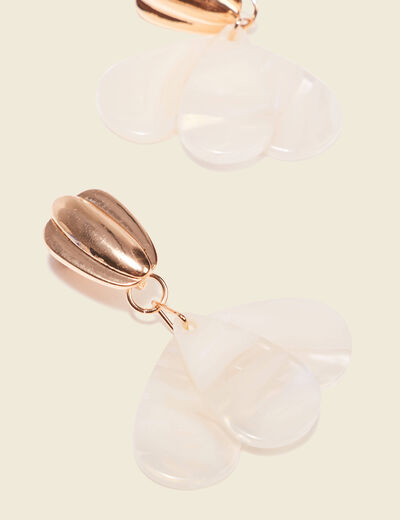 Boucles d'oreilles pendantes ecru femme