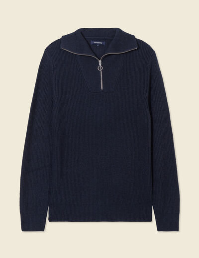 Pull col camionneur bleu marine homme