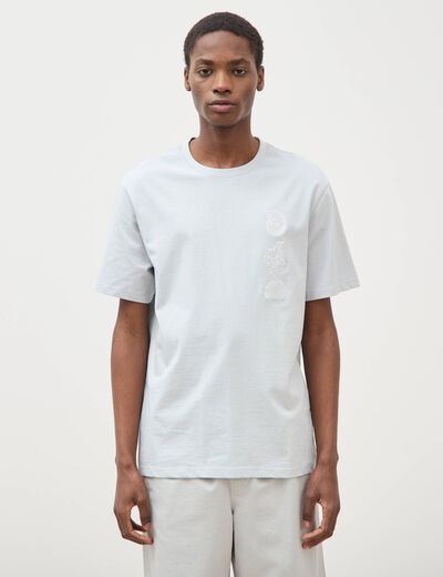 T-shirt ample en coton manches courtes gris clair homme