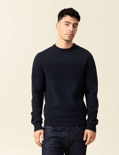 Pull éco-responsable bleu foncé homme