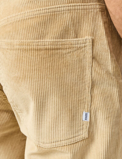 Pantalon droit en velours longueur 32 beige homme