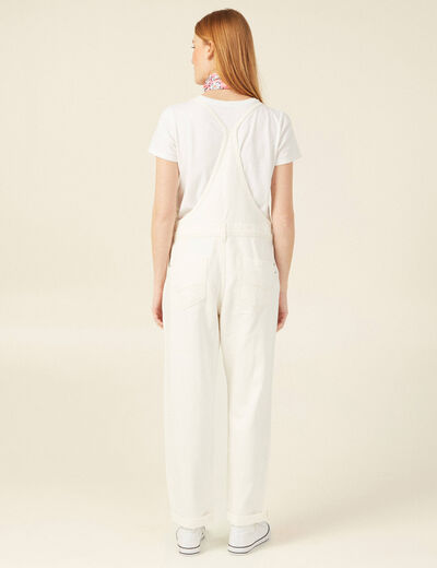 Salopette droite denim blanc femme