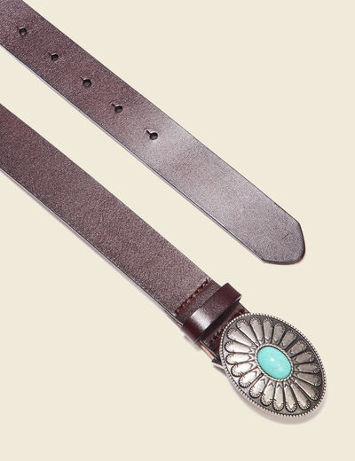 Ceinture en cuir western marron foncé femme