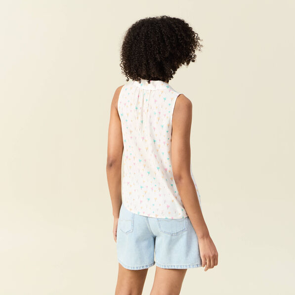 Blouse sans manches blanc femme