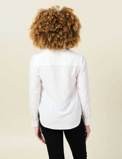 Chemise manches longues nouée blanc femme